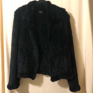 STUNNING BLACK RABBIT FUR COAT